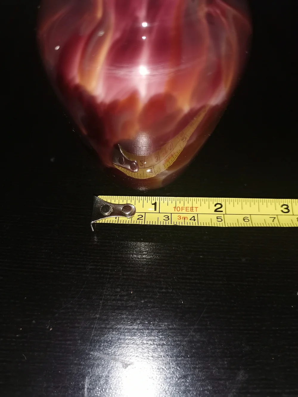 Hand Blown Art Glass Spatter Vase Burgundy Purple Amber W/Bulbous Body 3.5